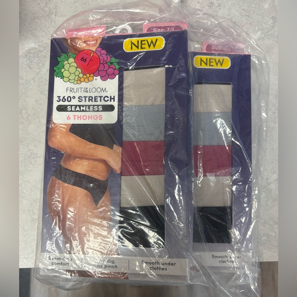Fruit of the Loom Seamless Thongs Size Large-  12 total - New in Box